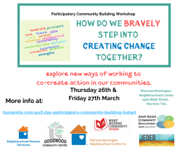 2 day Art of Participatory Community Building Workshop – Hobart, Tasmania